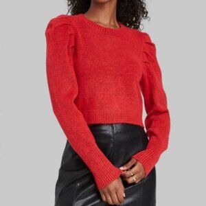 WILD FABLE red puff sleeve cropped sweater S, XXL NWT